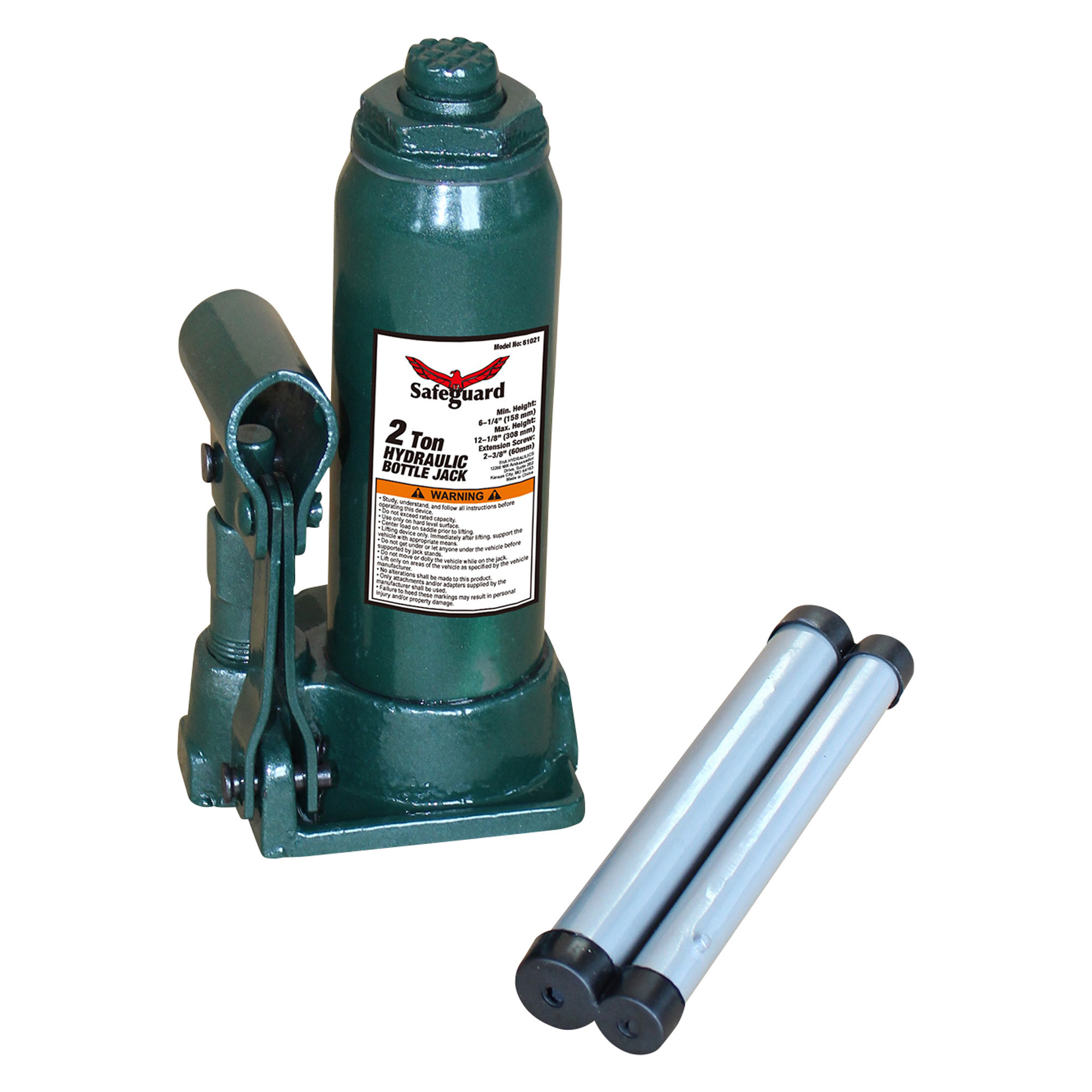 Safeguard 2-Ton Hydraulic Bottle Jack, Model# 61021